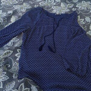 Blue See-Through Diamond Blouse